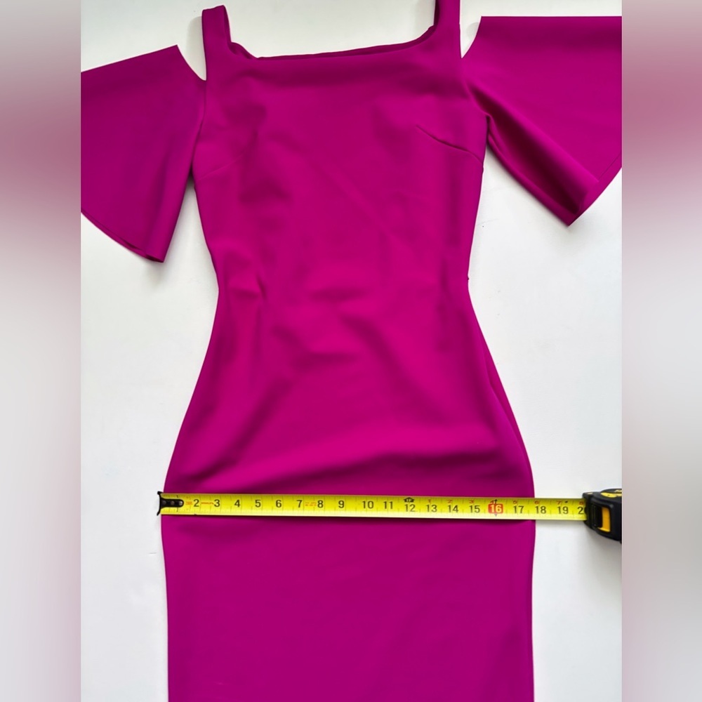 Chiara Boni La Petite Robe magenta pink flare sleeve dress sz 42 6 M barbicore - Picture 3 of 9